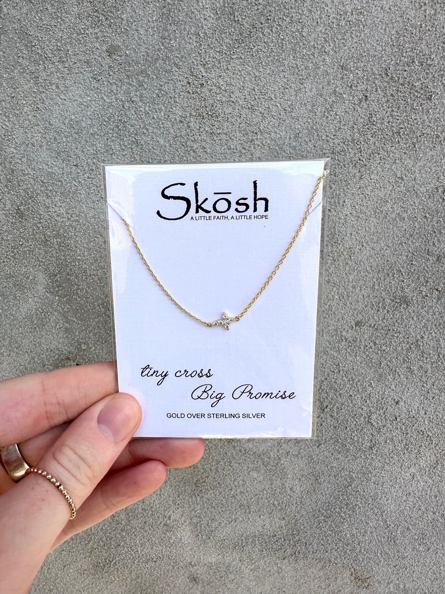 Sideways CZ Cross Necklace