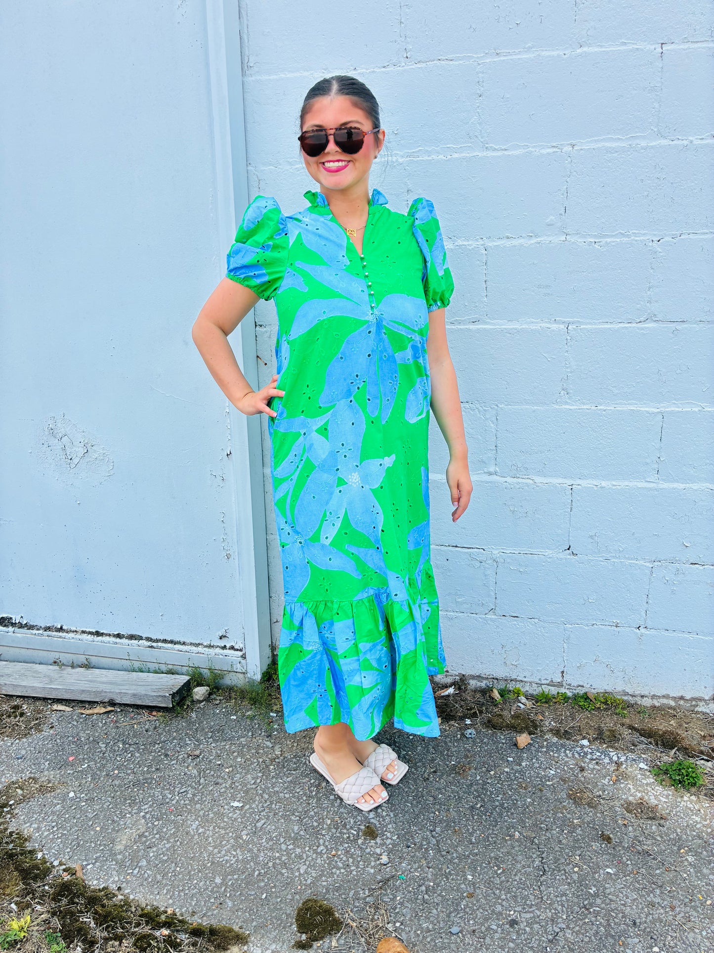 Palmer Blue/ Green Maxi Dress