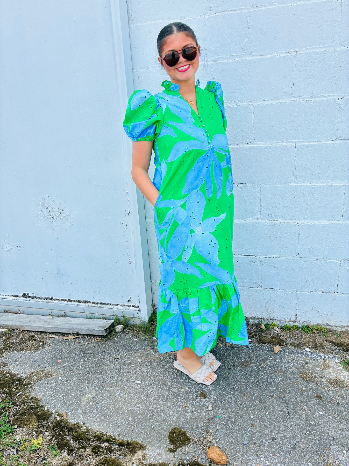 Palmer Blue/ Green Maxi Dress