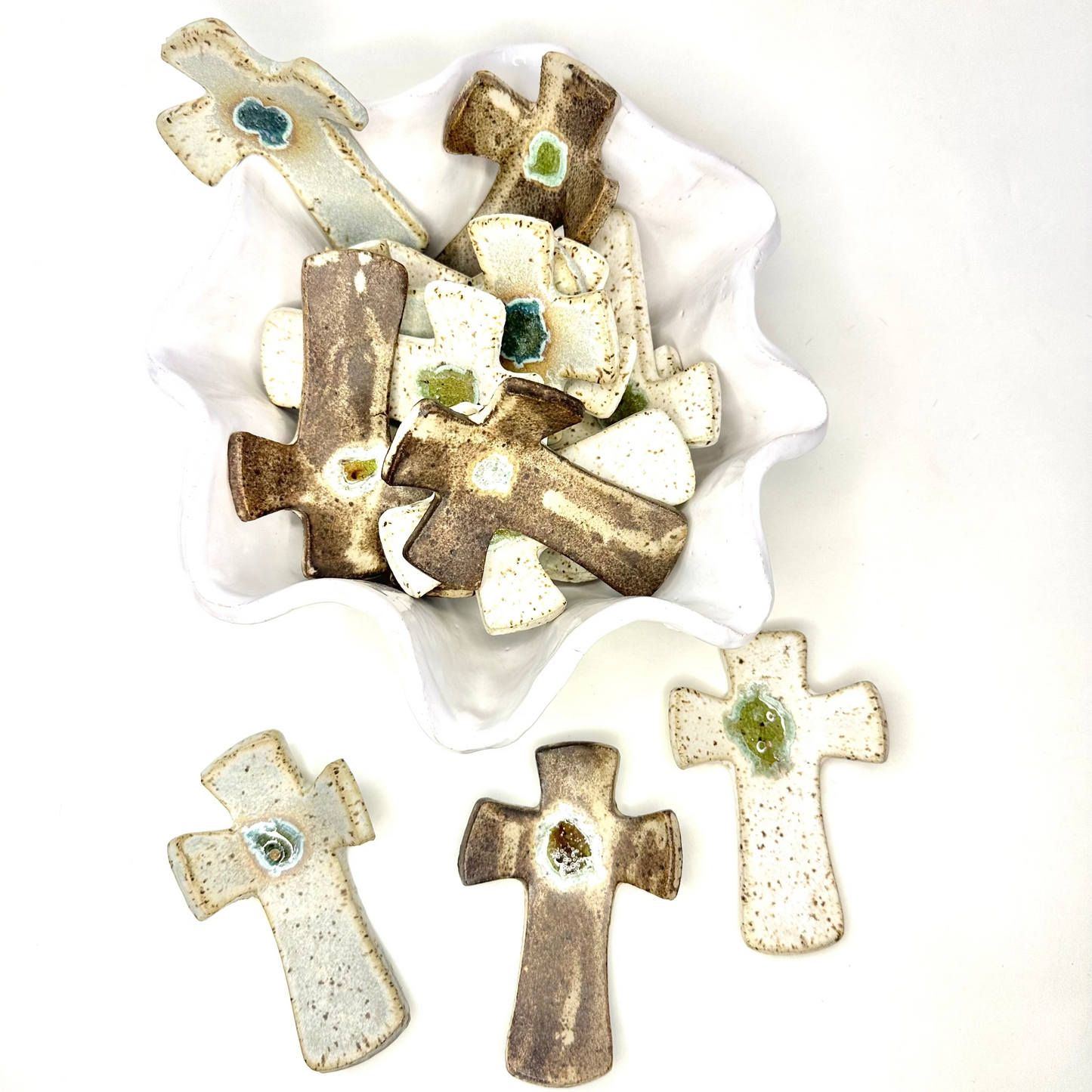 Ceramic Palm Holding Cross
