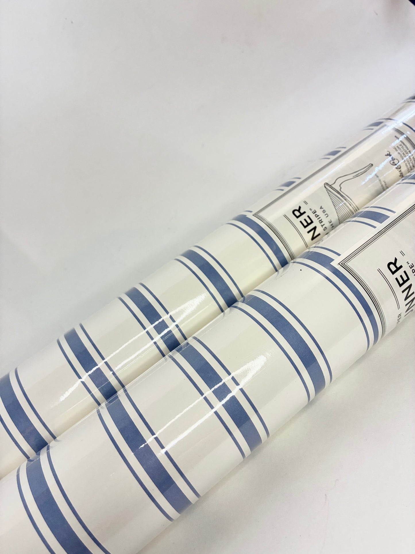 Cornflower Blue Linen Stripe Table Runner