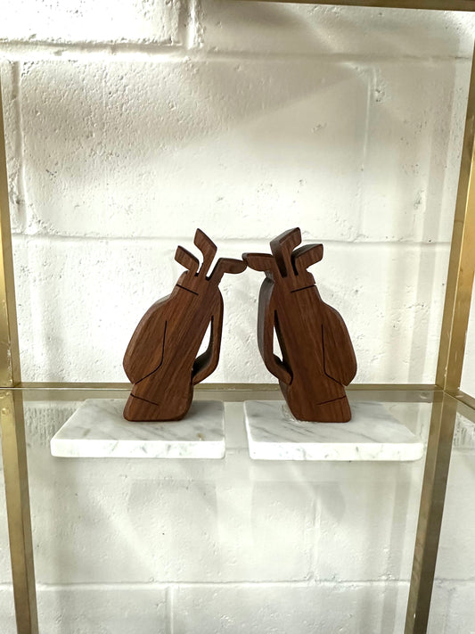 Vintage Golf Marble/ Wood Bookends