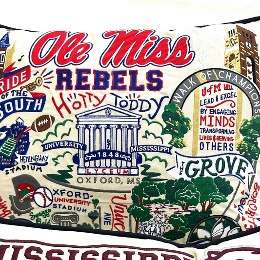 Ole Miss Collegiate Embroidered Pillow