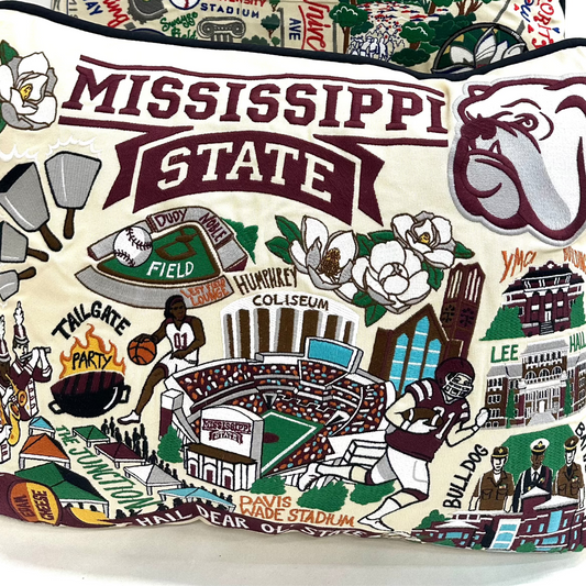 Mississippi State University Collegiate Embroidered Pillow