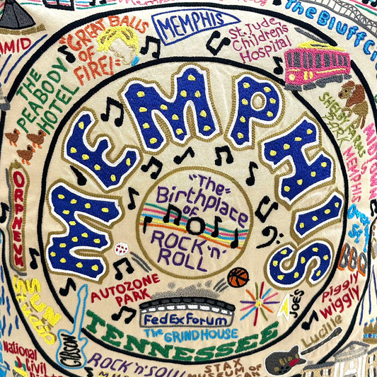 Memphis Hand- Embroidered Pillow