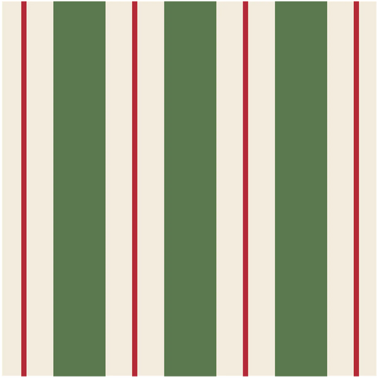 Green & Red Awning Stripe Cocktail Napkin