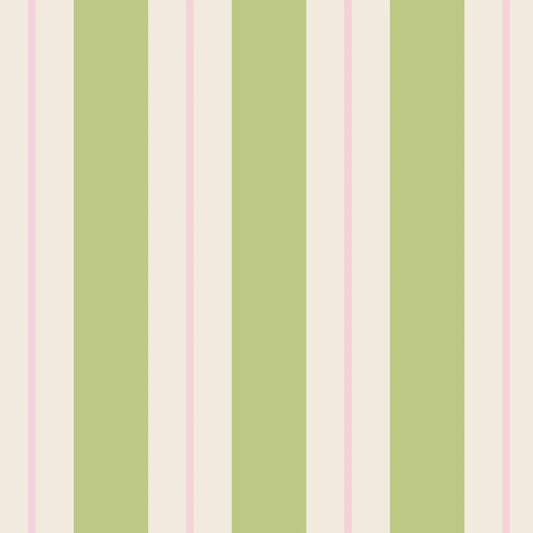 Green & Pink Stripe Awning Cocktail Napkin