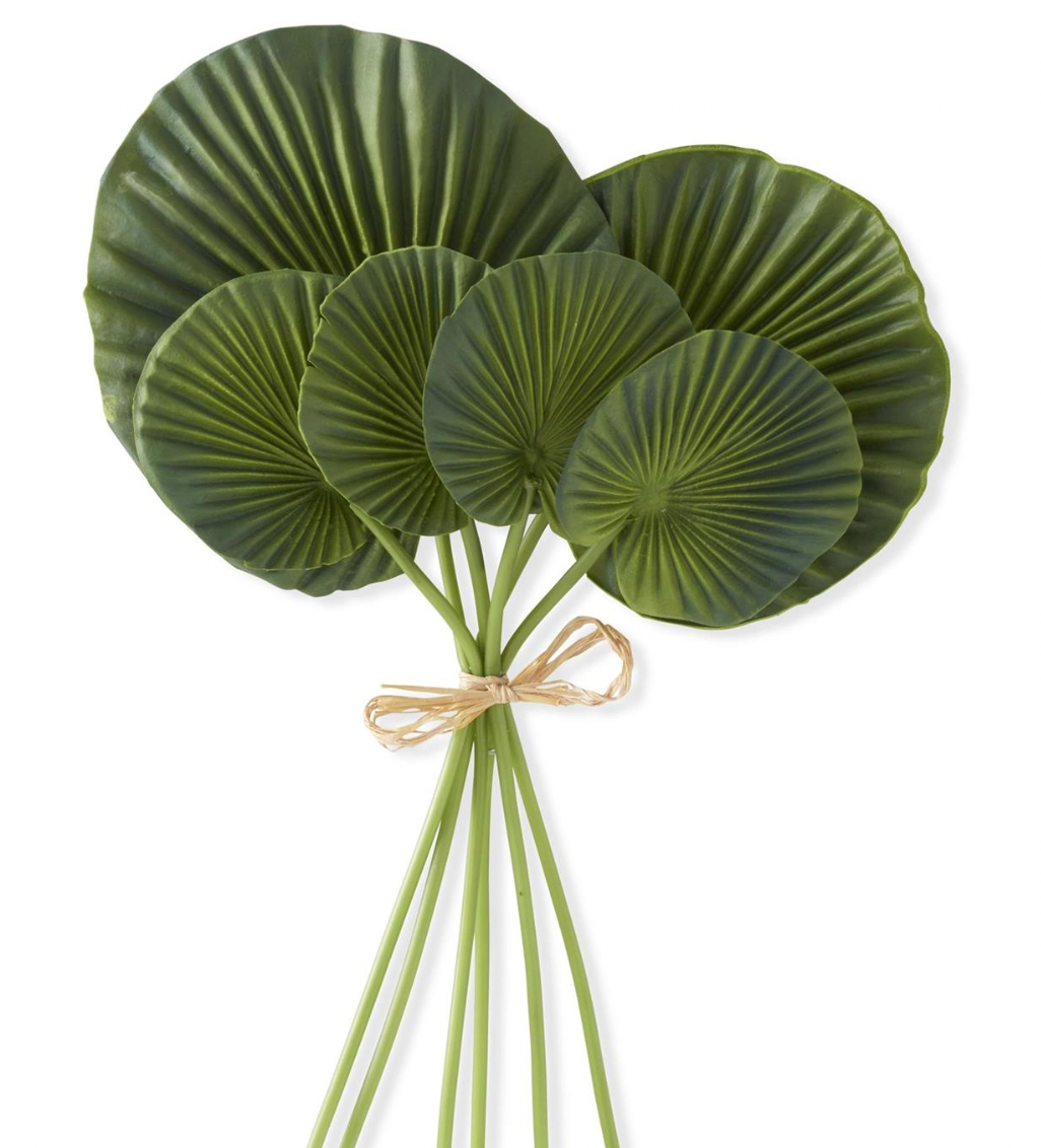 16" Real Touch Heart Shape Fan Palm Bundle - (6 Stems)
