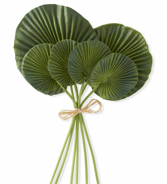 16" Real Touch Heart Shape Fan Palm Bundle - (6 Stems)