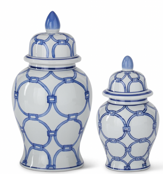 Blue & White Chain Link Ginger Jars