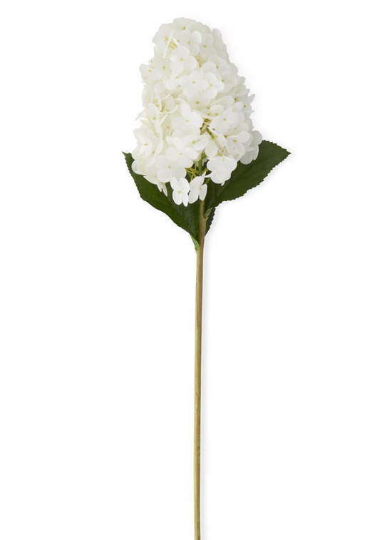 28" White Real Touch Cone Hydrangea Stem
