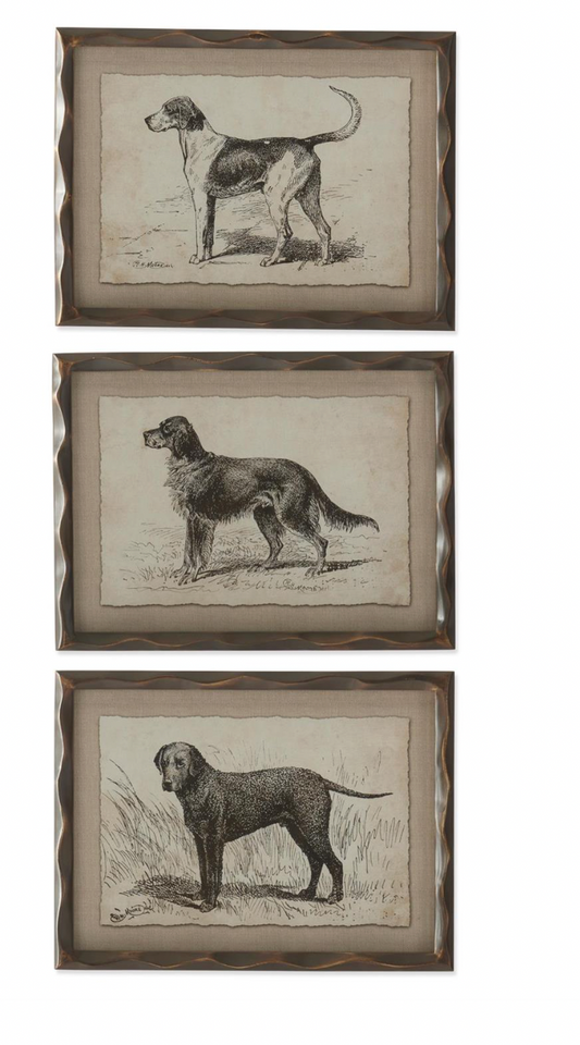 11.75" Ornate Brown Wood Framed Dog Print