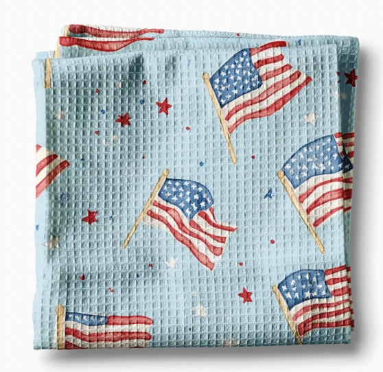 Blue Waving American Flag Towel