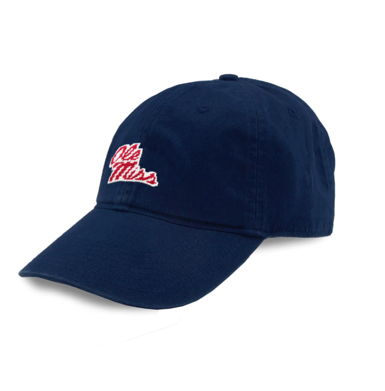 Ole Miss Navy Needlepoint Hat