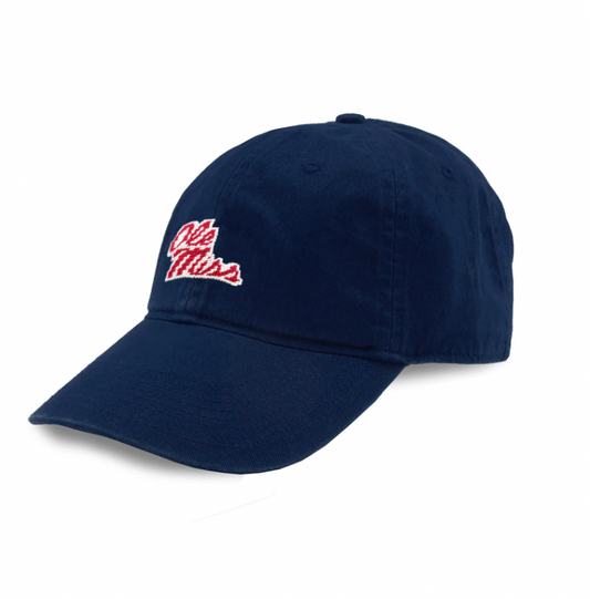 Ole Miss Navy Needlepoint Hat