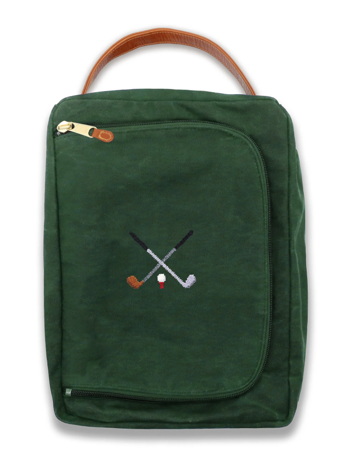 Crossed Clubs Shoe Bag- Hunter Green