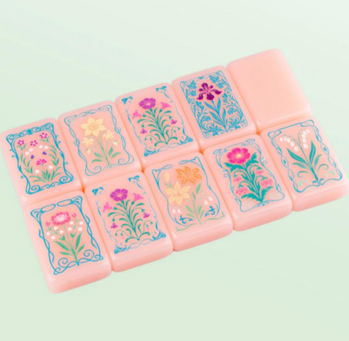 Peachy Florals Mahjong Tiles