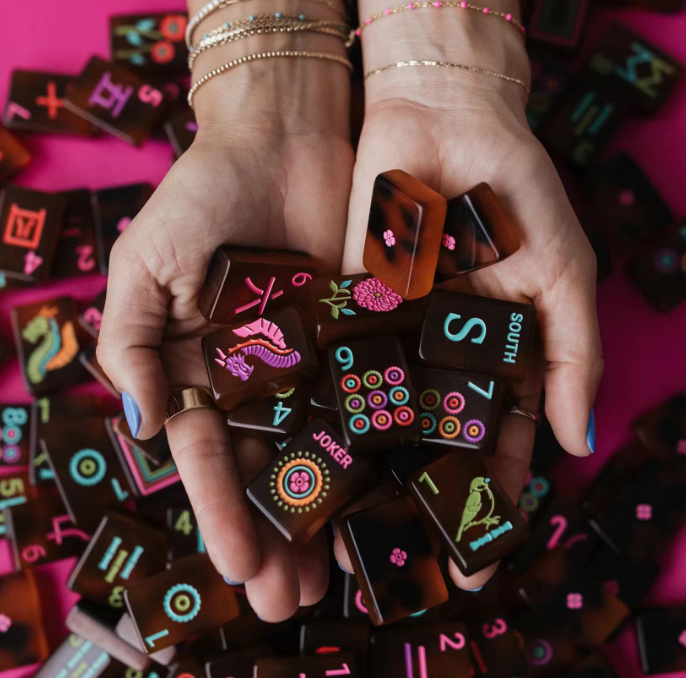Neon Tortoise Mahjong Tiles
