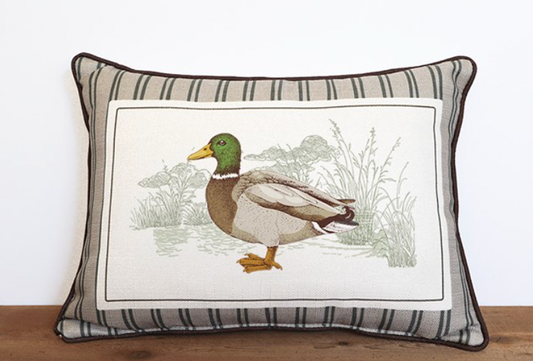 Stripe Mallard Duck Pillow