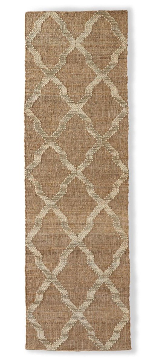 Tan & Cream Jute Moroccan Pattern Handwoven Rug