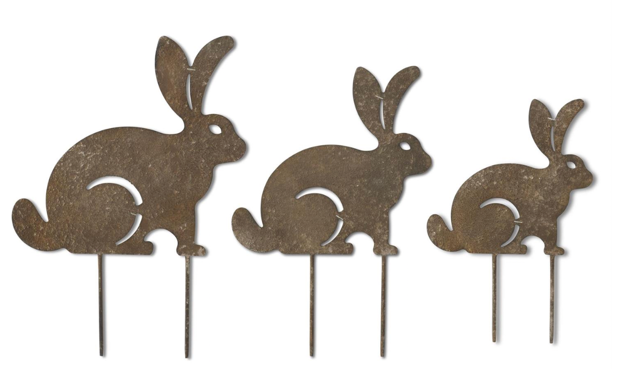 Rusty Metal Rabbit Decorative Garden Stake