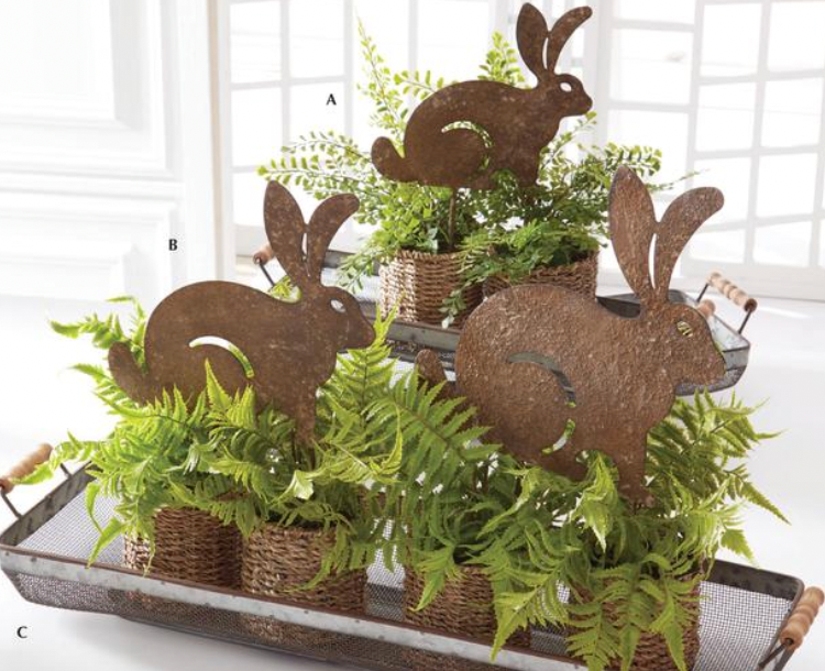 Rusty Metal Rabbit Decorative Garden Stake