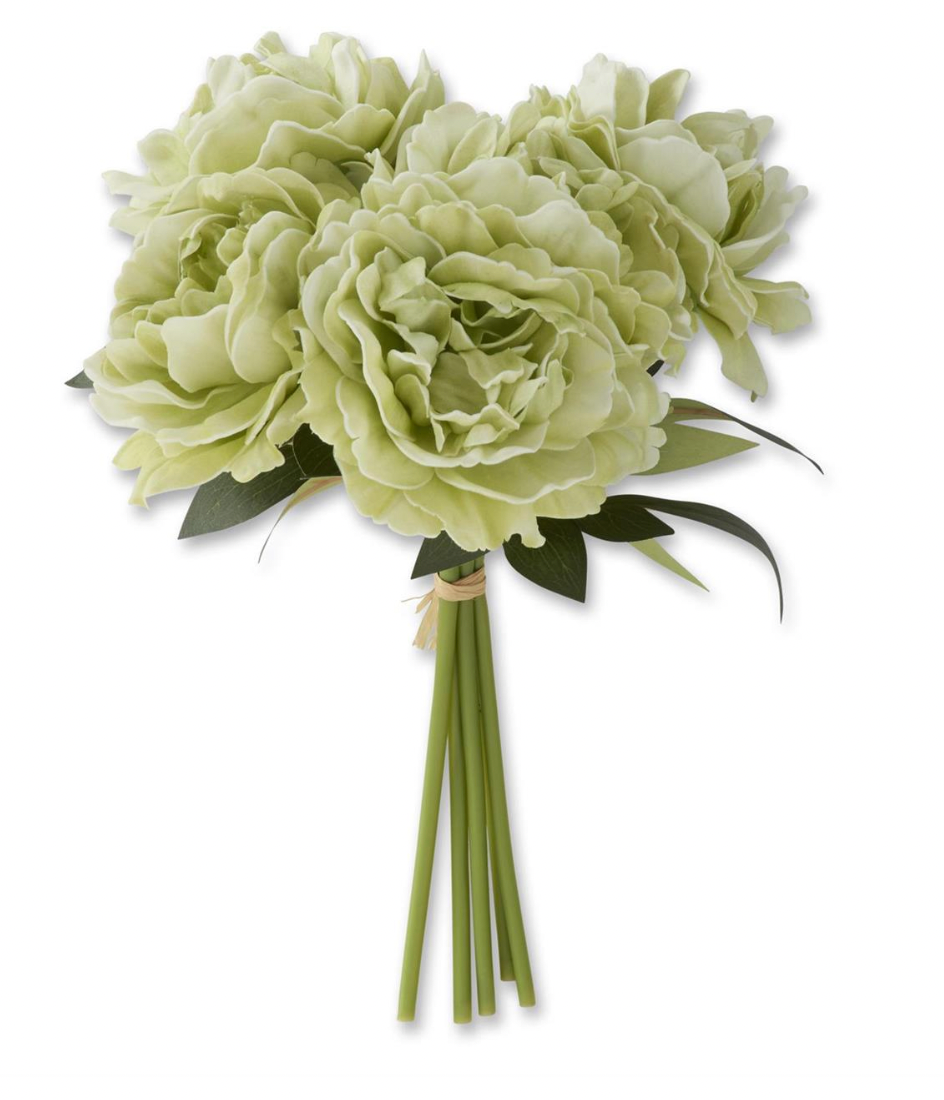 Green Real Touch Peony Bundle 12" (5 Stems)