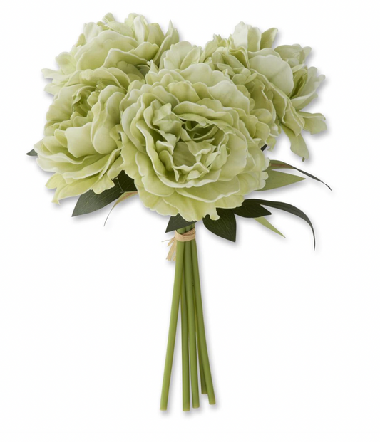 Green Real Touch Peony Bundle 12" (5 Stems)