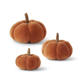 Rust Velvet Pumpkin w/ Wood Stems