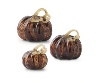 Brown Hand Blown Glass Speckled Pumpkin