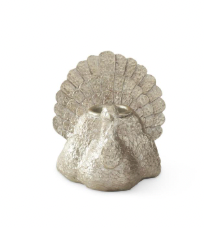 Antiqued Silver Turkey Taper Candleholder 3.25"