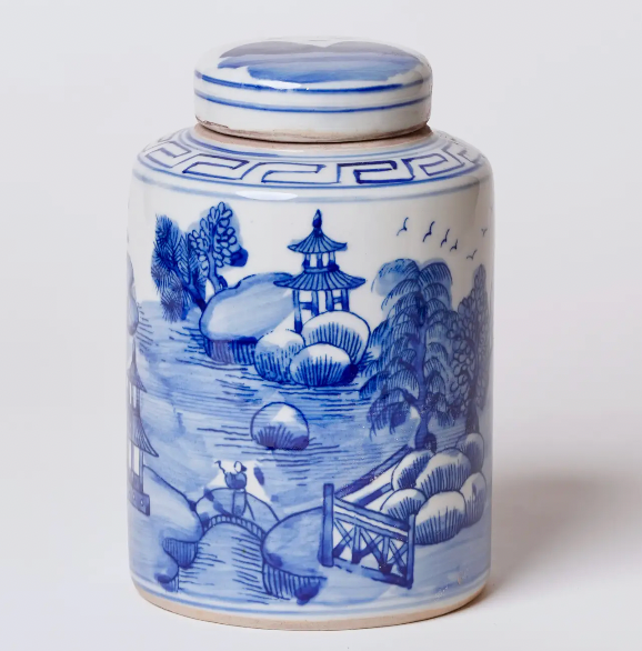 Blue & White Porcelain Cylinder Caddy