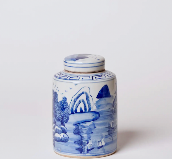Blue & White Porcelain Cylinder Caddy