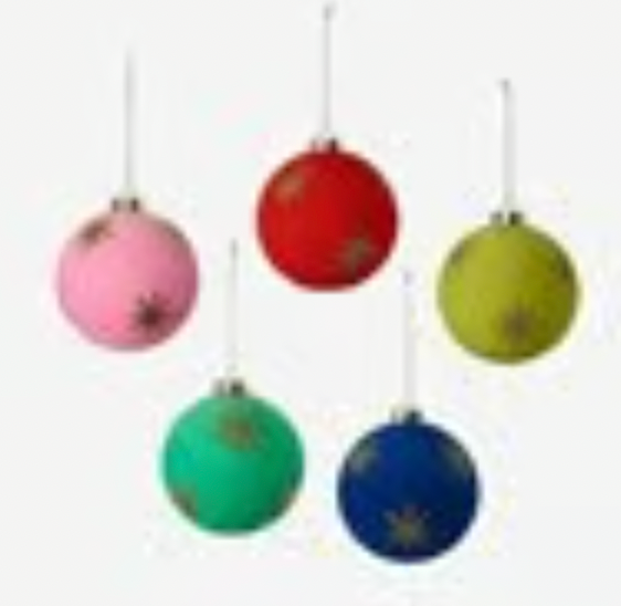 Flocked Star Ball Ornaments