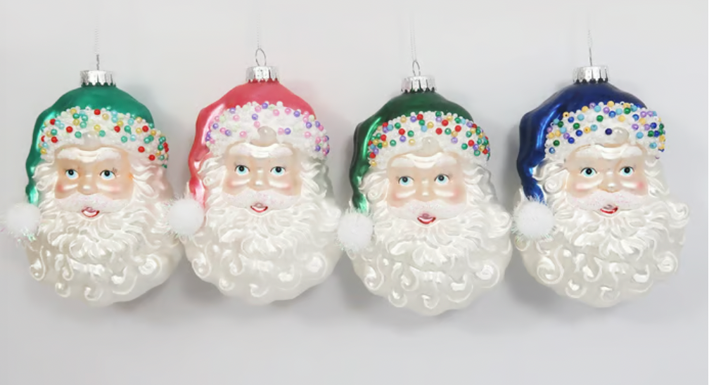 Fancy Santa Glass Ornament 5.5"