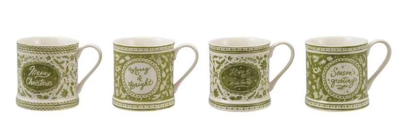 Holiday Green Mugs 12 oz.