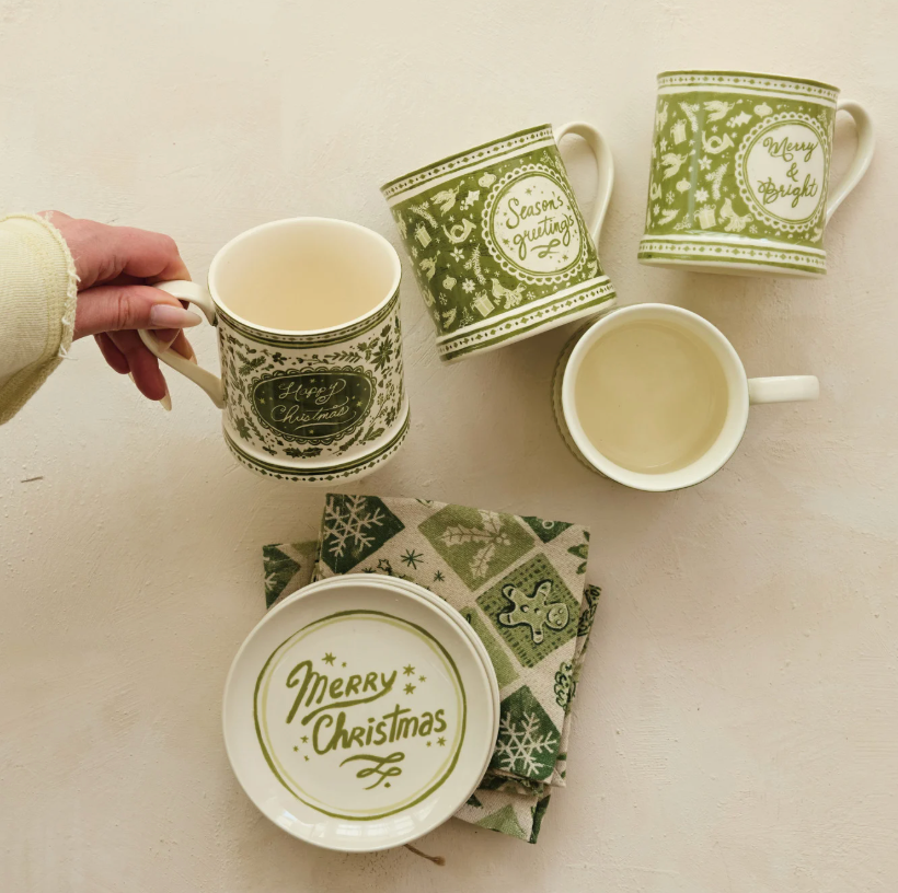 Holiday Green Mugs 12 oz.