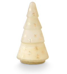 Frosted Tree Star Glass Candle