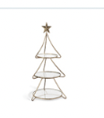 Metal Tree Shape Stand w/ Glass Shelves