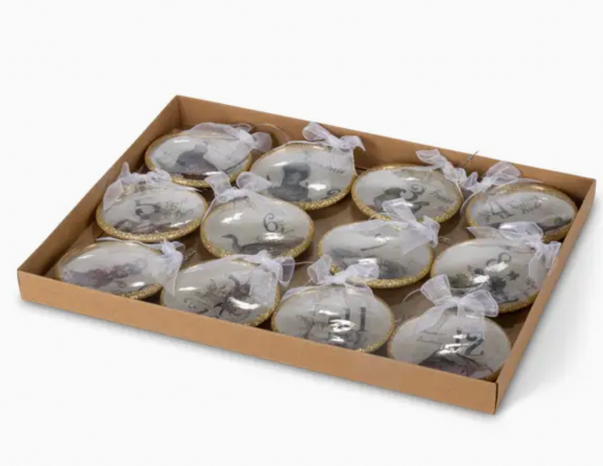 12 Days of Christmas Glass Ornament Set