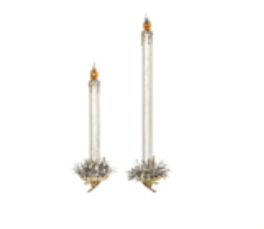 Frosted Ivory Glass Taper Candle Clip on Ornament, Set of 2