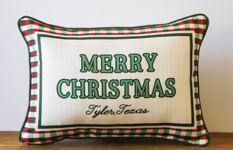 Triple Gingham Christmas Pillow