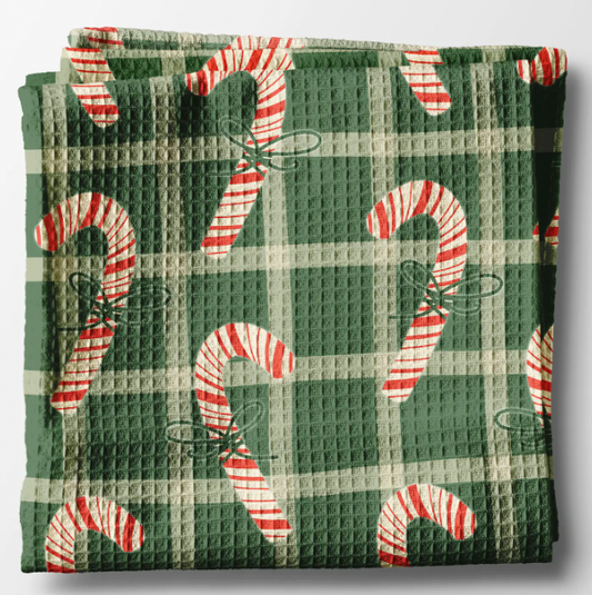 Candy Cane Retro Waffle Weave Towel