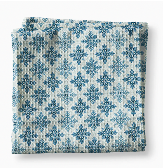 Snowflake Winter Blue Kitchen Towel Waffle Weave