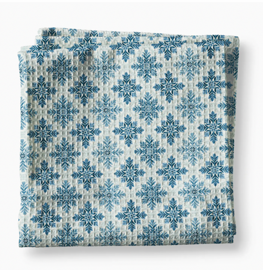 Snowflake Winter Blue Kitchen Towel Waffle Weave