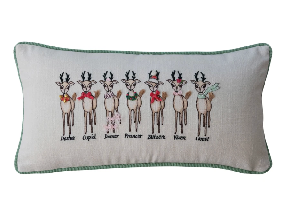 Santa's Reindeer Lumbar Pillow