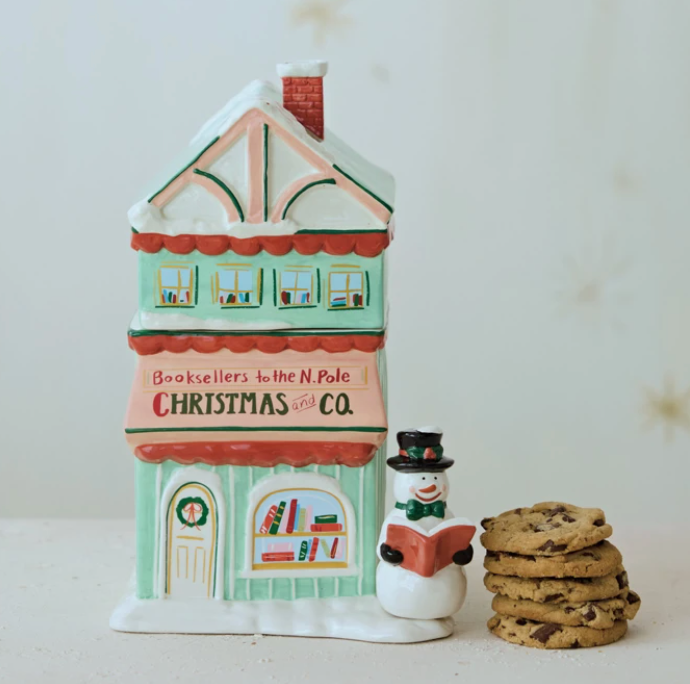 Christmas Bookstore Cookie Jar