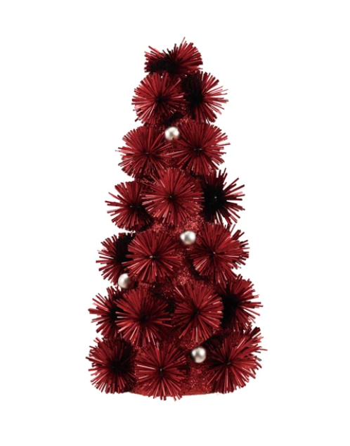 Red Tinsel Ball Tree