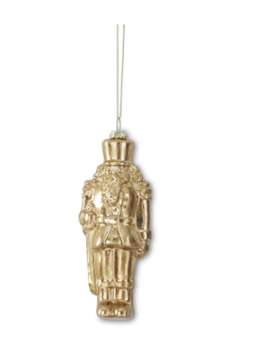 Gold Glass Soldier Ornament 6.5"