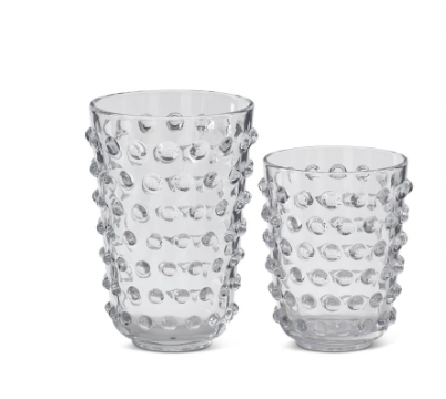 Clear Glass Dot Embossed Vase